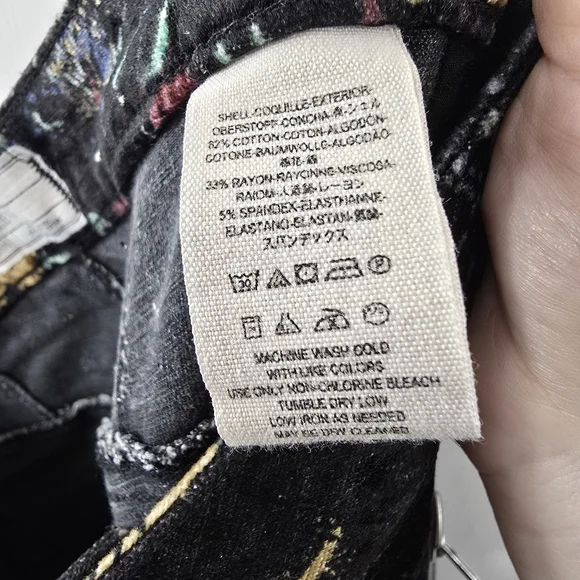 Free People Lennon Funktown Velvet Moto Zip Floral Printed Skinny Pants Size 0 - Picture 12 of 14